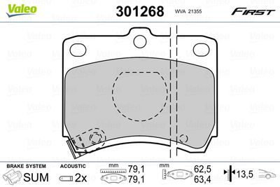Bremžu uzliku kompl., Disku bremzes VALEO 301268