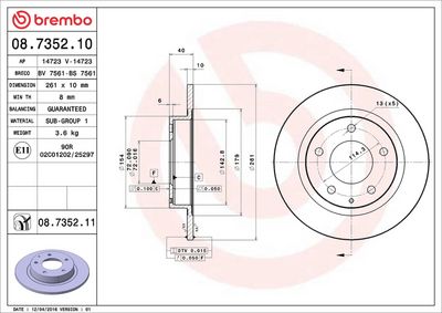 Тормозной диск BREMBO 08.7352.11