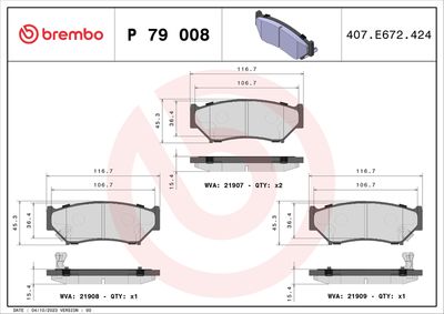 Bremžu uzliku kompl., Disku bremzes BREMBO P 79 008