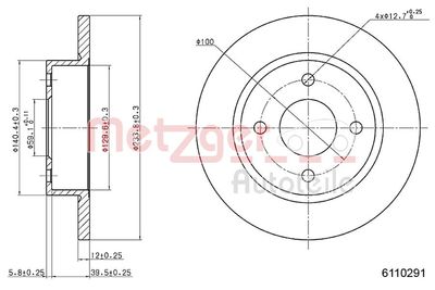 Тормозной диск METZGER 6110291