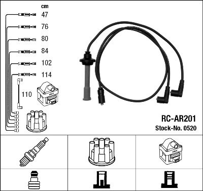 Augstsprieguma vadu komplekts NGK 0520