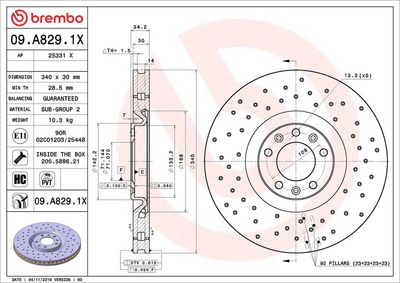 Тормозной диск BREMBO 09.A829.1X