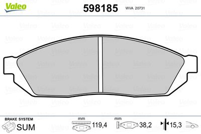Bremžu uzliku kompl., Disku bremzes VALEO 598185