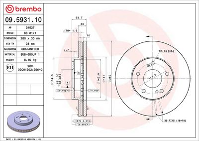 Bremžu diski BREMBO 09.5931.10