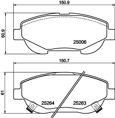 Bremžu uzliku kompl., Disku bremzes HELLA PAGID 8DB 355 015-691