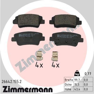 Bremžu uzliku kompl., Disku bremzes ZIMMERMANN 26642.155.2