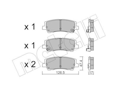 Bremžu uzliku kompl., Disku bremzes METELLI 22-1184-0