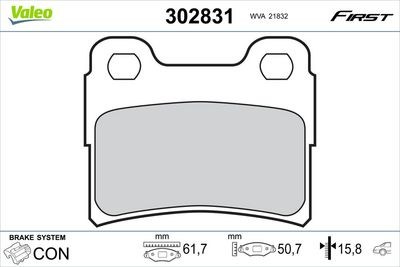 Bremžu uzliku kompl., Disku bremzes VALEO 302831