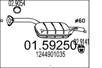 Vidējais izpl. gāzu trokšņa slāpētājs MTS 01.59250