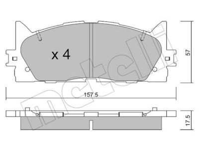Bremžu uzliku kompl., Disku bremzes METELLI 22-0882-0