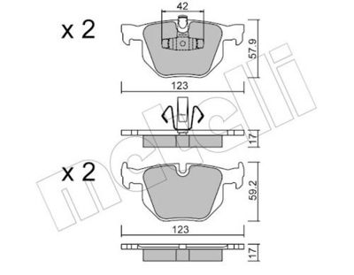 Комплект тормозных колодок, дисковый тормоз METELLI 22-0643-0