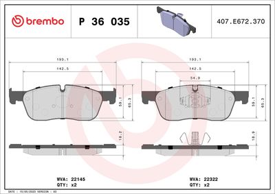 Bremžu uzliku kompl., Disku bremzes BREMBO P 36 035