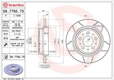 Тормозной диск BREMBO 08.7765.75
