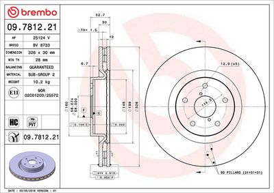 Тормозной диск BREMBO 09.7812.21