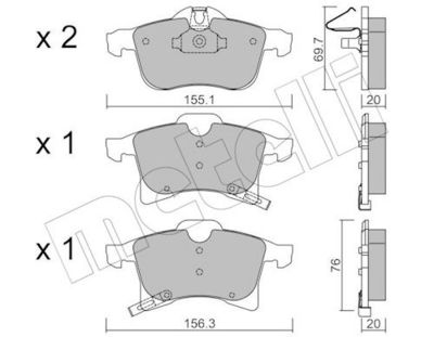 Bremžu uzliku kompl., Disku bremzes METELLI 22-0539-0