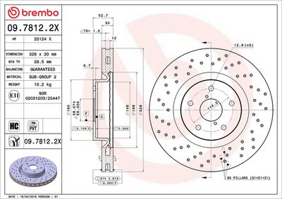 Тормозной диск BREMBO 09.7812.2X