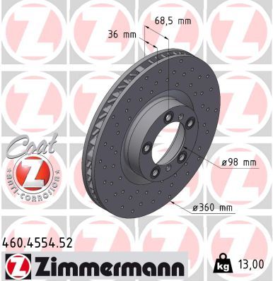 Bremžu diski ZIMMERMANN 460.4554.52