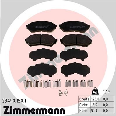 Bremžu uzliku kompl., Disku bremzes ZIMMERMANN 23490.150.1