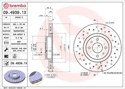 Тормозной диск BREMBO 09.4939.1X