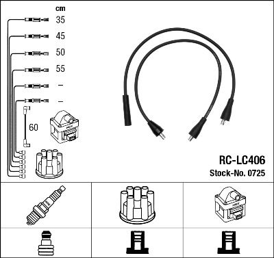 Augstsprieguma vadu komplekts NGK 0725