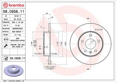 Тормозной диск BREMBO 08.C656.11