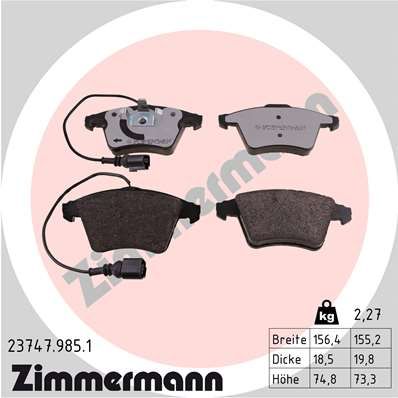 Bremžu uzliku kompl., Disku bremzes ZIMMERMANN 23747.985.1