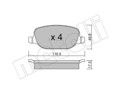 Комплект тормозных колодок, дисковый тормоз METELLI 22-0704-0