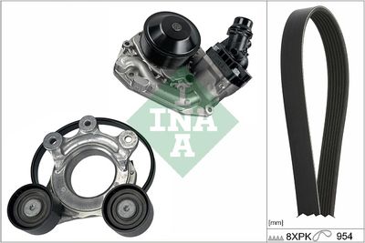 Ūdenssūknis + ķīļrievu siksnas komplekts Schaeffler INA 529 0522 30