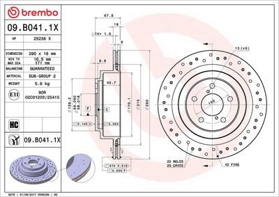 Bremžu diski BREMBO 09.B041.1X