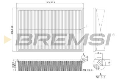 Воздушный фильтр BREMSI FA1161