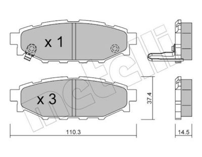 Bremžu uzliku kompl., Disku bremzes METELLI 22-0764-0