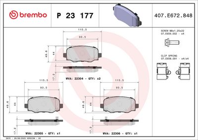 Bremžu uzliku kompl., Disku bremzes BREMBO P 23 177X