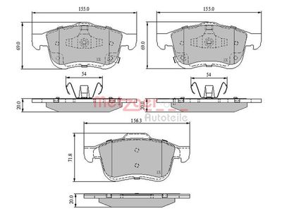 Bremžu uzliku kompl., Disku bremzes METZGER 1170831