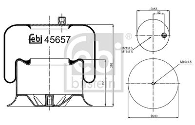 Кожух пневматической рессоры FEBI BILSTEIN 45657