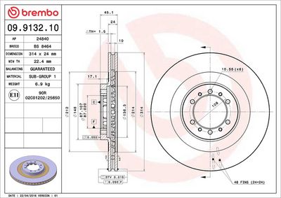 Тормозной диск BREMBO 09.9132.10