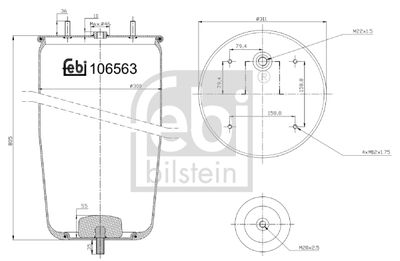 Pneimoatsperes spilvens, Pneimopiekare FEBI BILSTEIN 106563