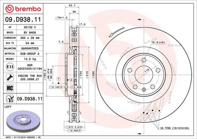 Bremžu diski BREMBO 09.D938.11