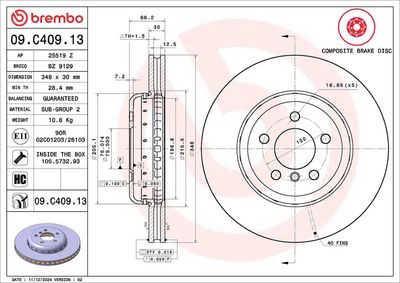 Тормозной диск BREMBO 09.C409.13