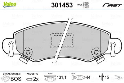 Bremžu uzliku kompl., Disku bremzes VALEO 301453