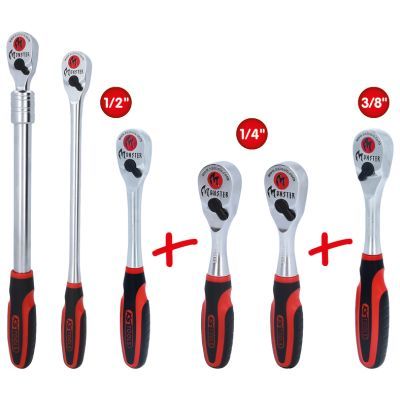 Uzgriežņu atslēgu komplekts ar pārslēdzamu sprūdmehānismu KS TOOLS 935.0006