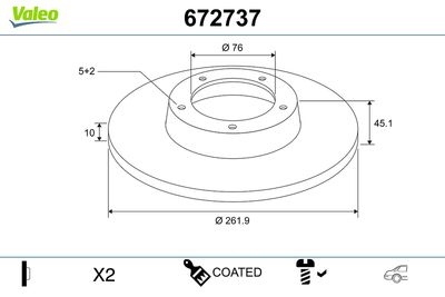 Тормозной диск VALEO 672737