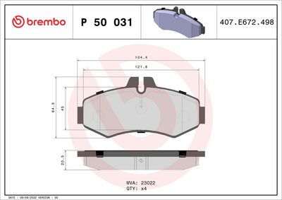 Bremžu uzliku kompl., Disku bremzes BREMBO P 50 031