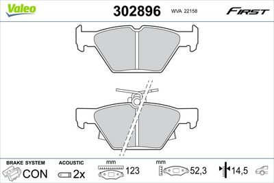 Bremžu uzliku kompl., Disku bremzes VALEO 302896