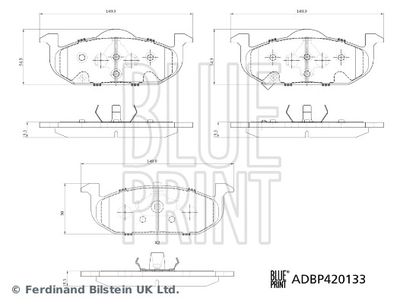 Bremžu uzliku kompl., Disku bremzes BLUE PRINT ADBP420133