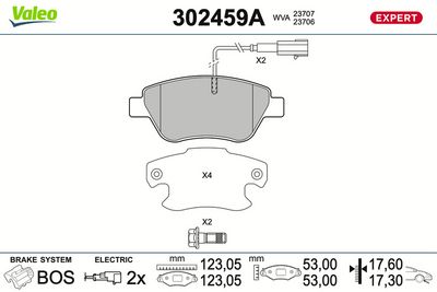 Комплект тормозных колодок, дисковый тормоз VALEO 302459A