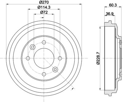 HELLA PAGID 8DT355303071 Bremžu trumulis