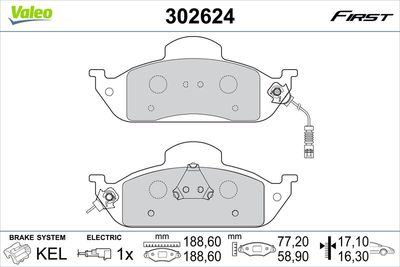 Bremžu uzliku kompl., Disku bremzes VALEO 302624