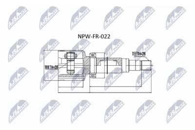 Шарнирный комплект, приводной вал NTY NPW-FR-022