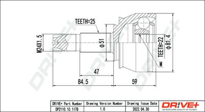 Шарнирный комплект, приводной вал Dr!ve+ DP2110.10.1178