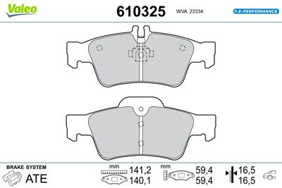 Bremžu uzliku kompl., Disku bremzes VALEO 610325
